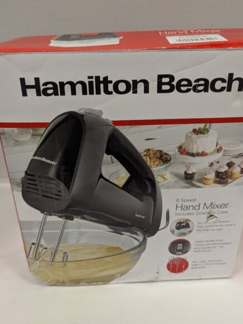 Hamilton Beach 6 Speed Hand Mixer, Quick Burst, Snap-on Storage Case